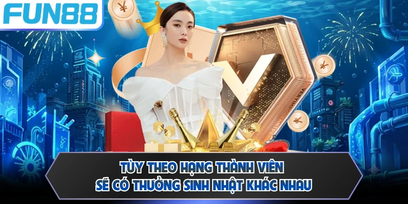 Tùy theo hạng thành viên sẽ có thưởng sinh nhật khác nhau